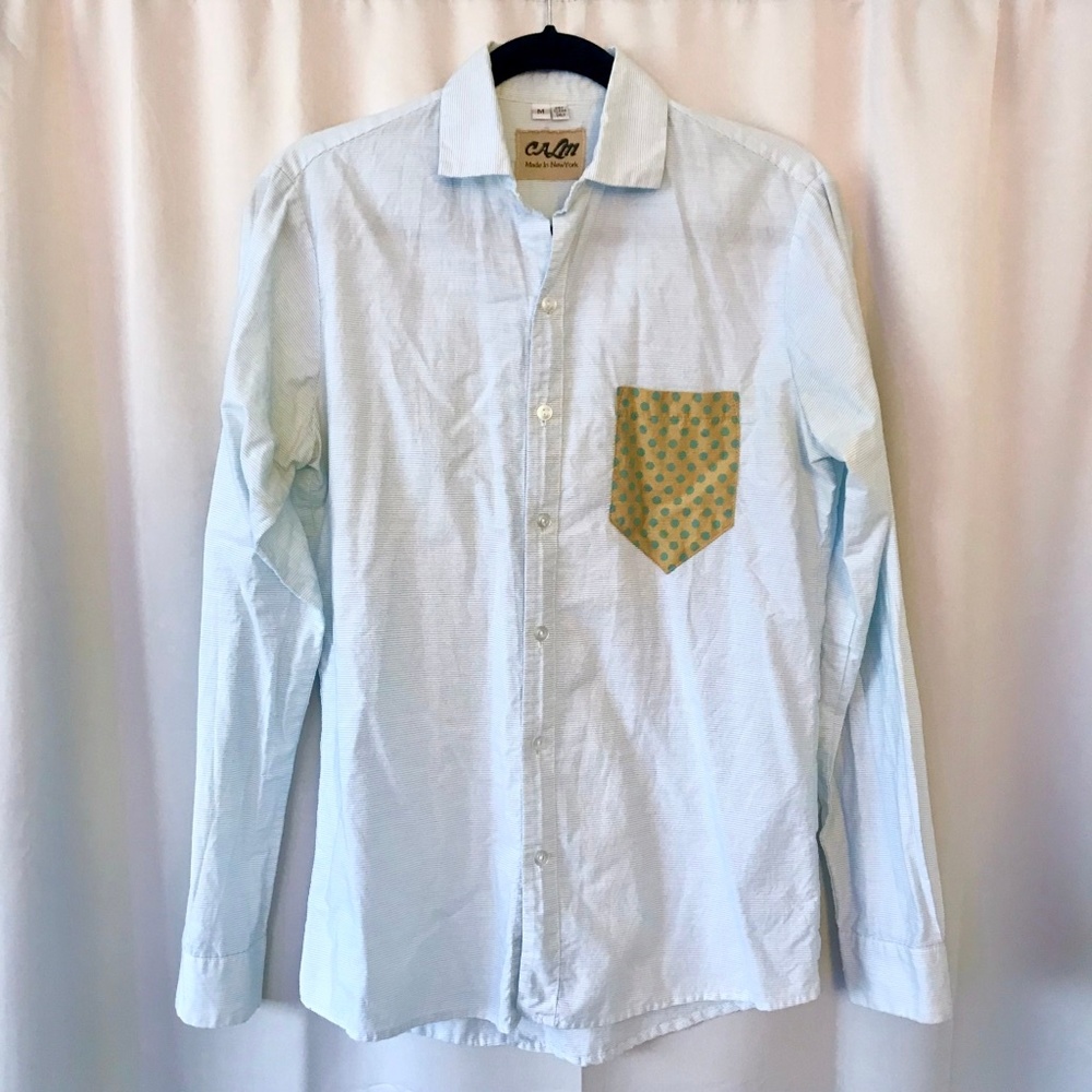 Calm-New York Polkadot Contrasting Pocket Shirt